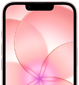 iPhone 17e, partial front exterior with Ceramic Shield 2, soft pink color, showing wallpaper image of a pink flower