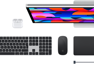 Mac accessories: AirPods, Studio Display, Magic Keyboard, Magic Mouse, Magic Trackpad, MagSafe charge cable